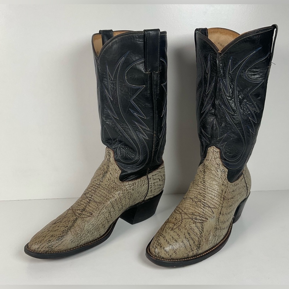 Vintage Shark Skin Cowboy Boots | Exotic | Grey | Men’s 8.5 D
